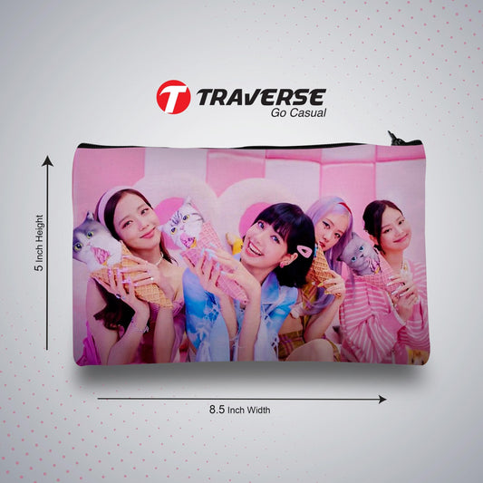 Black Pink Pencil Pouch (Digitally printed on Cloth)
