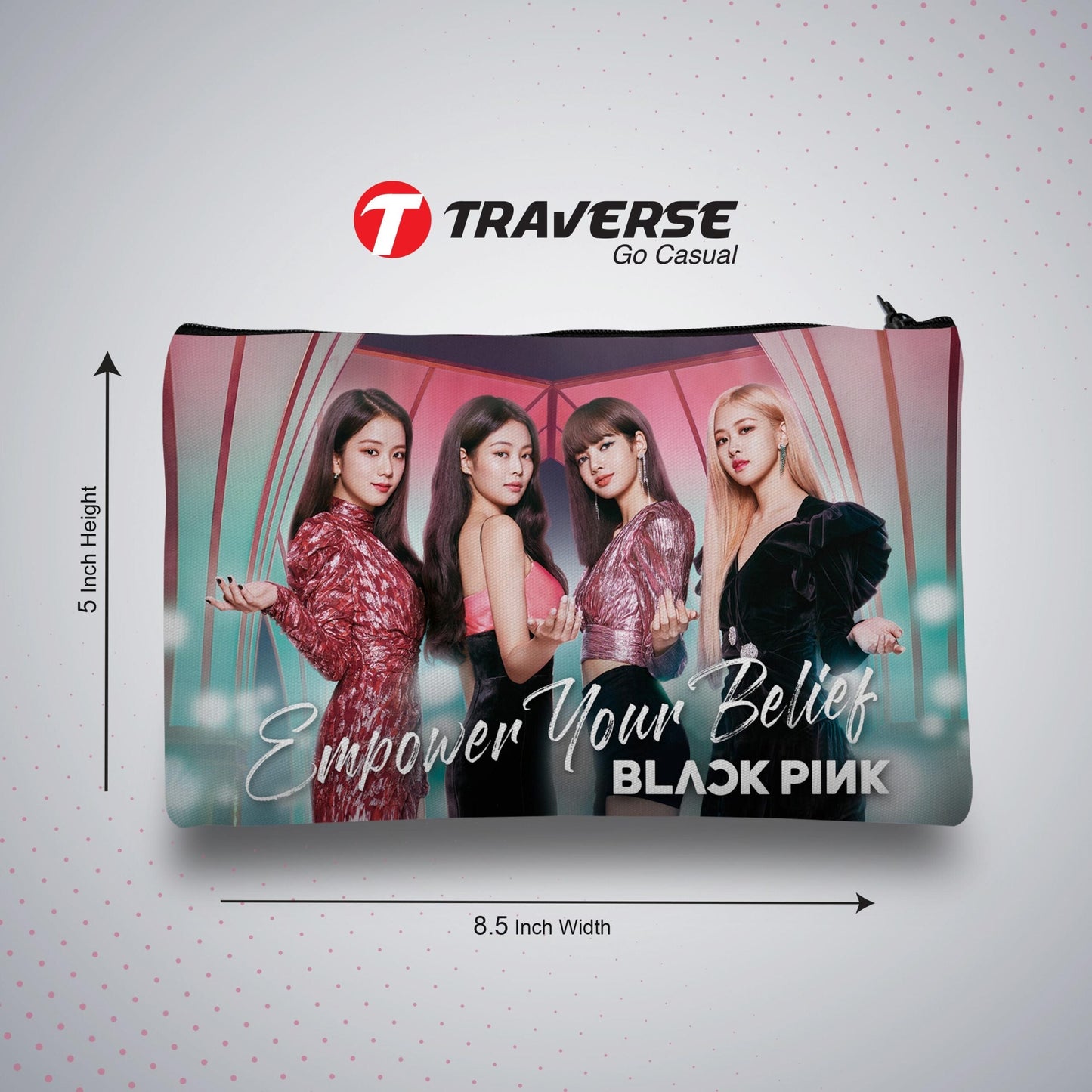 Black Pink Pencil Pouch (Digitally printed on Cloth)