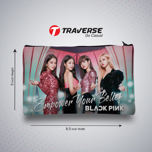 Black Pink Pencil Pouch (Digitally printed on Cloth)