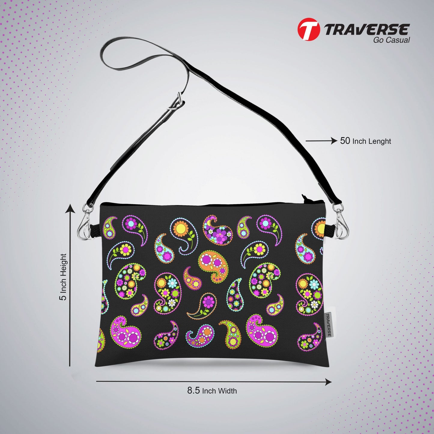 Girl Floral Pouch - (Digitally printed on Cloth) With Shoulder Strap.