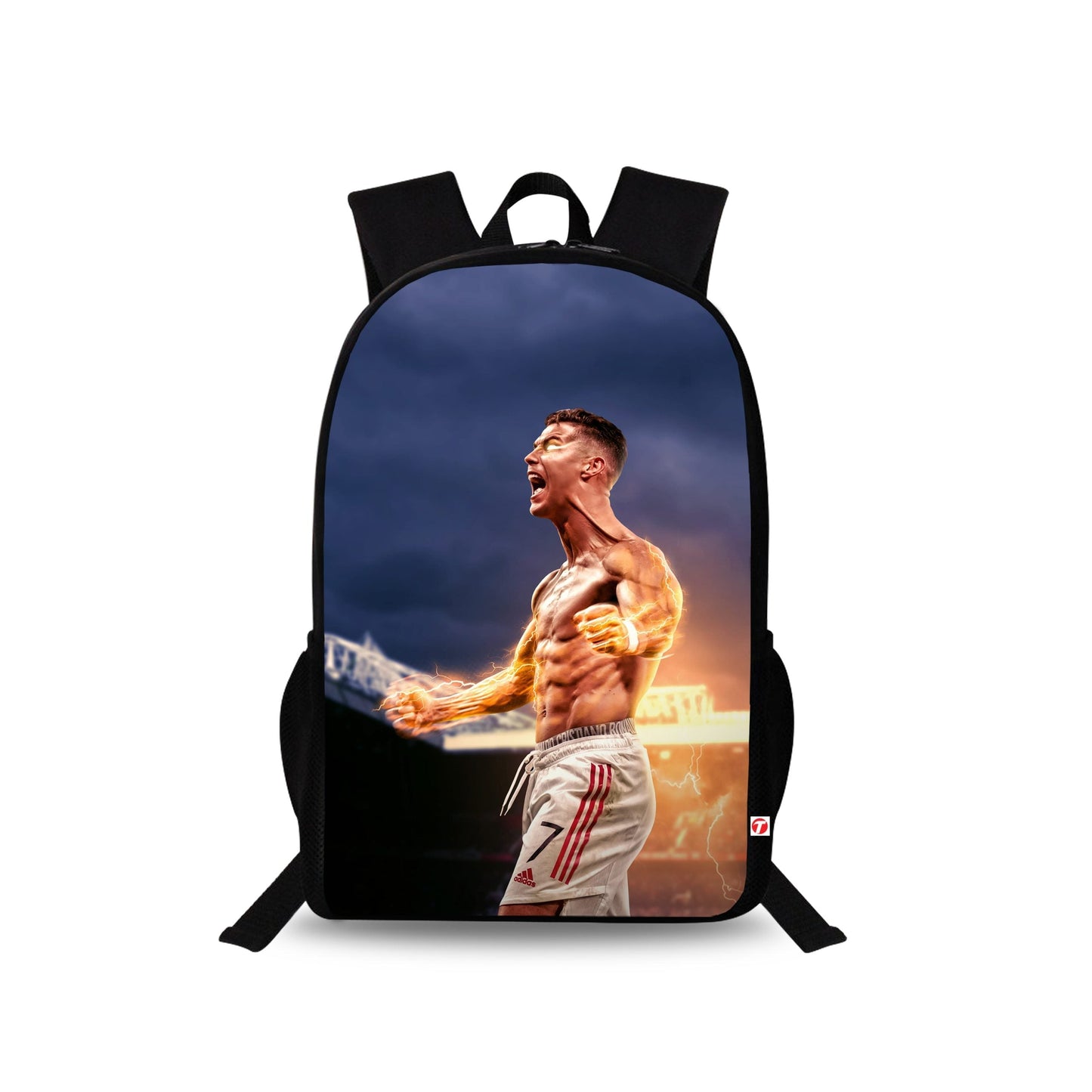 Traverse Ronaldo Bags For Boys & Girls. Digitally printed on Fabric with latest technology. Dual Compartment large backpack
