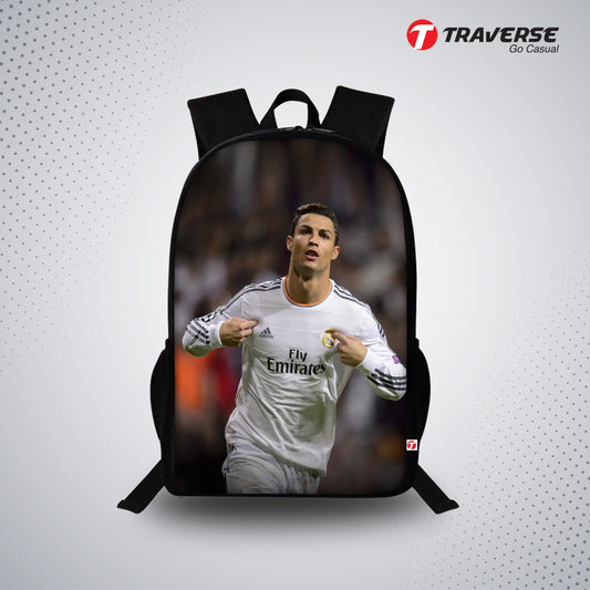 Ronaldo Digital Print Backpack, Laptop Bag