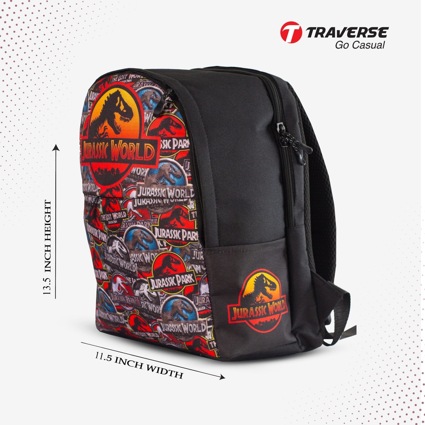Traverse Jurassic world Backpack for boys & girls. Dual compartment large bag suitable for Grade 1 students & grownup preschoolers Bags hand bag for girls bags for girls
