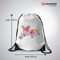 Flower Printed Drawstring Bag