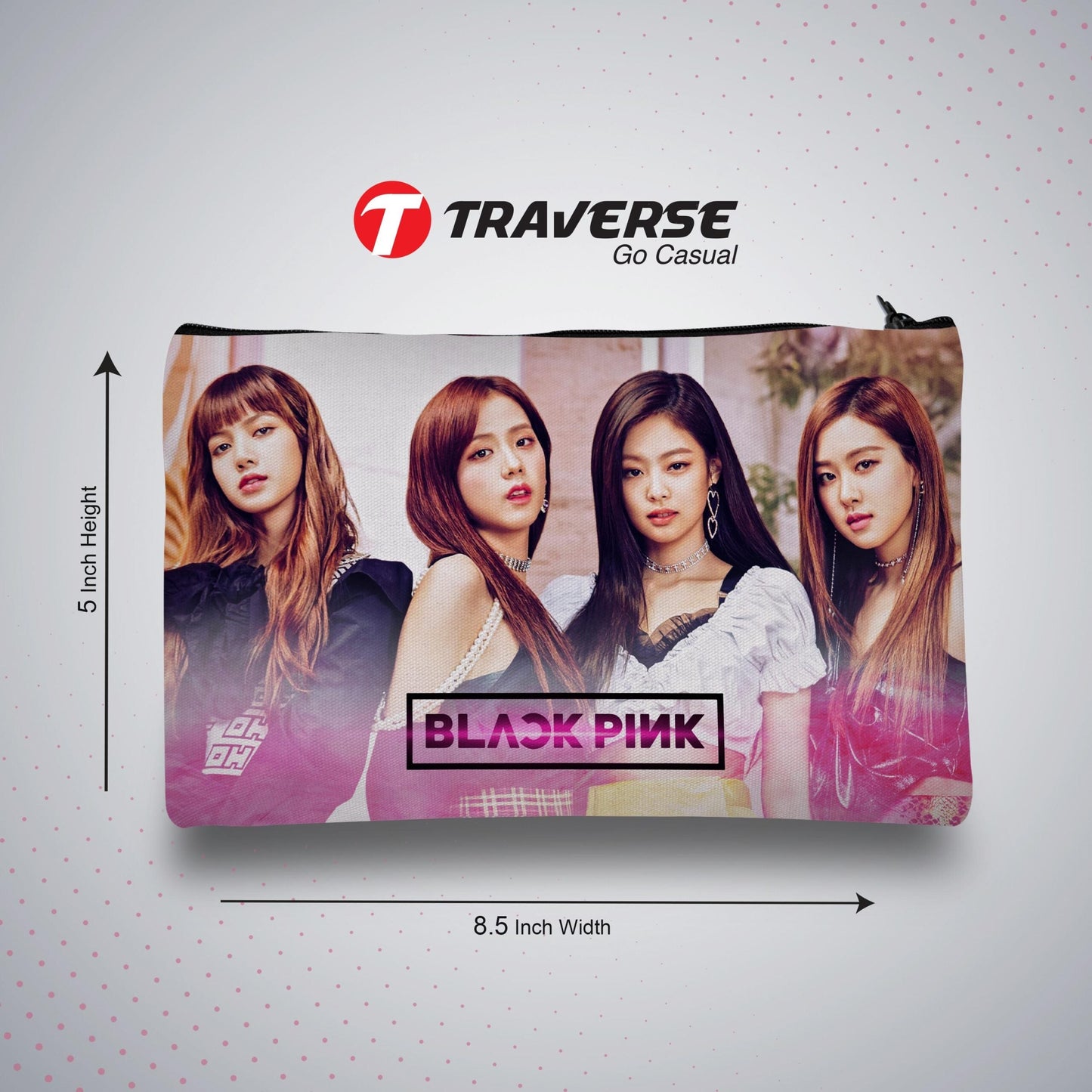 Black Pink Pencil Pouch (Digitally printed on Cloth)