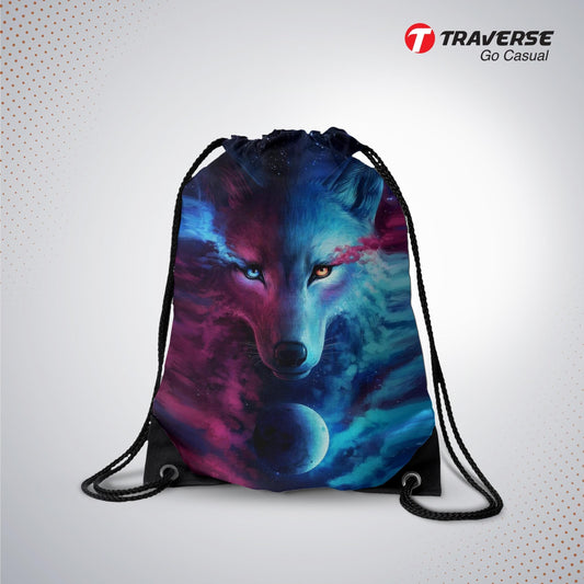 Wolf Digitally Printed Drawstring Bag