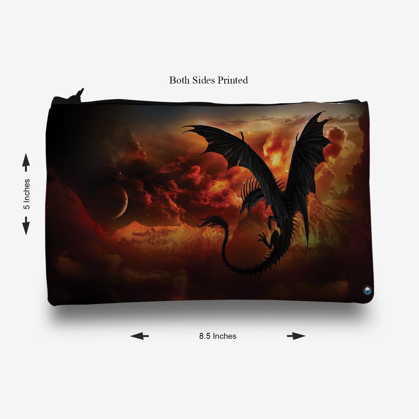 Traverse Dragon pencil pouch for boys & girls. Digitally printed on Fabric with both sides printed