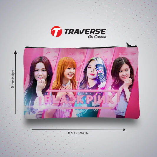 Black Pink Pencil Pouch (Digitally printed on Cloth)