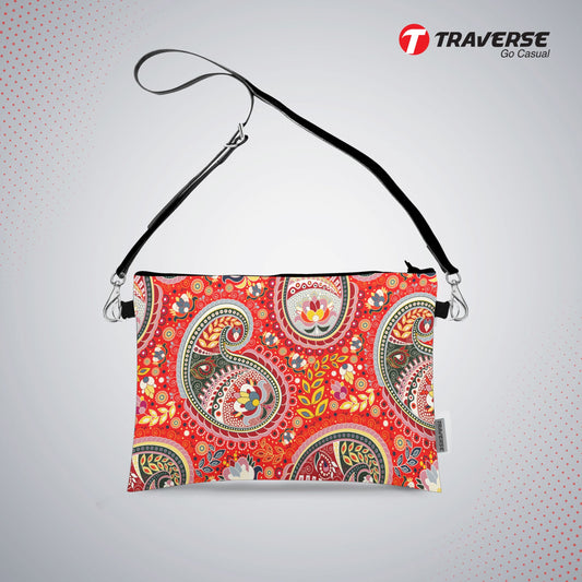 Girl Floral Pouch - (Digitally printed on Cloth) With Shoulder Strap.