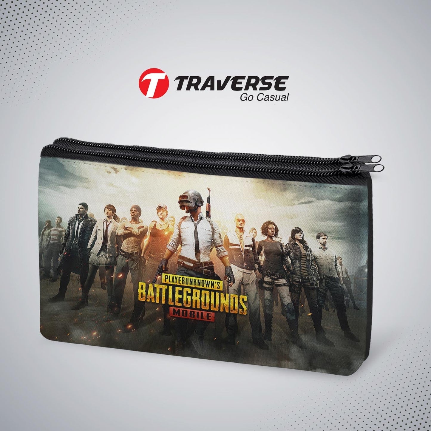 2 Zipper- PUBG Pencil Pouch  (Digitally Printed On Both Side) By Traverse