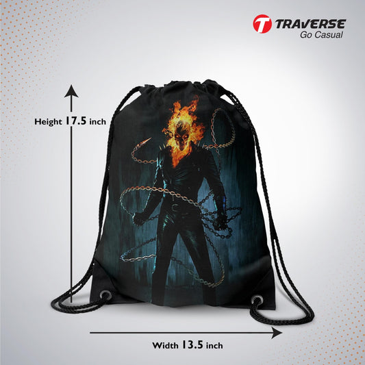 Ghost Rider Digitally Printed Drawstring Bag