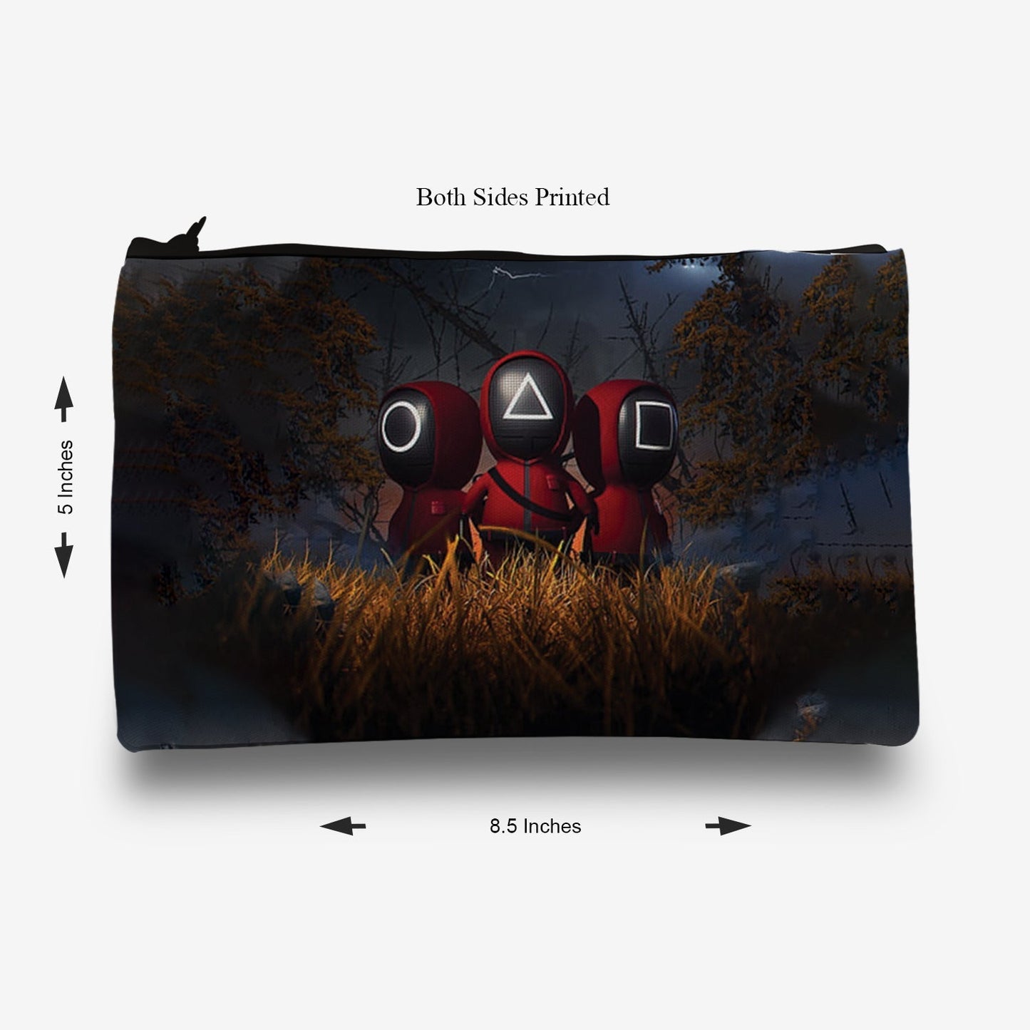 Traverse Squid Game pencil pouch for boys & girls. Digitally printed on Fabric with both sides printed