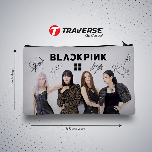 Black Pink Pencil Pouch (Digitally printed on Cloth)