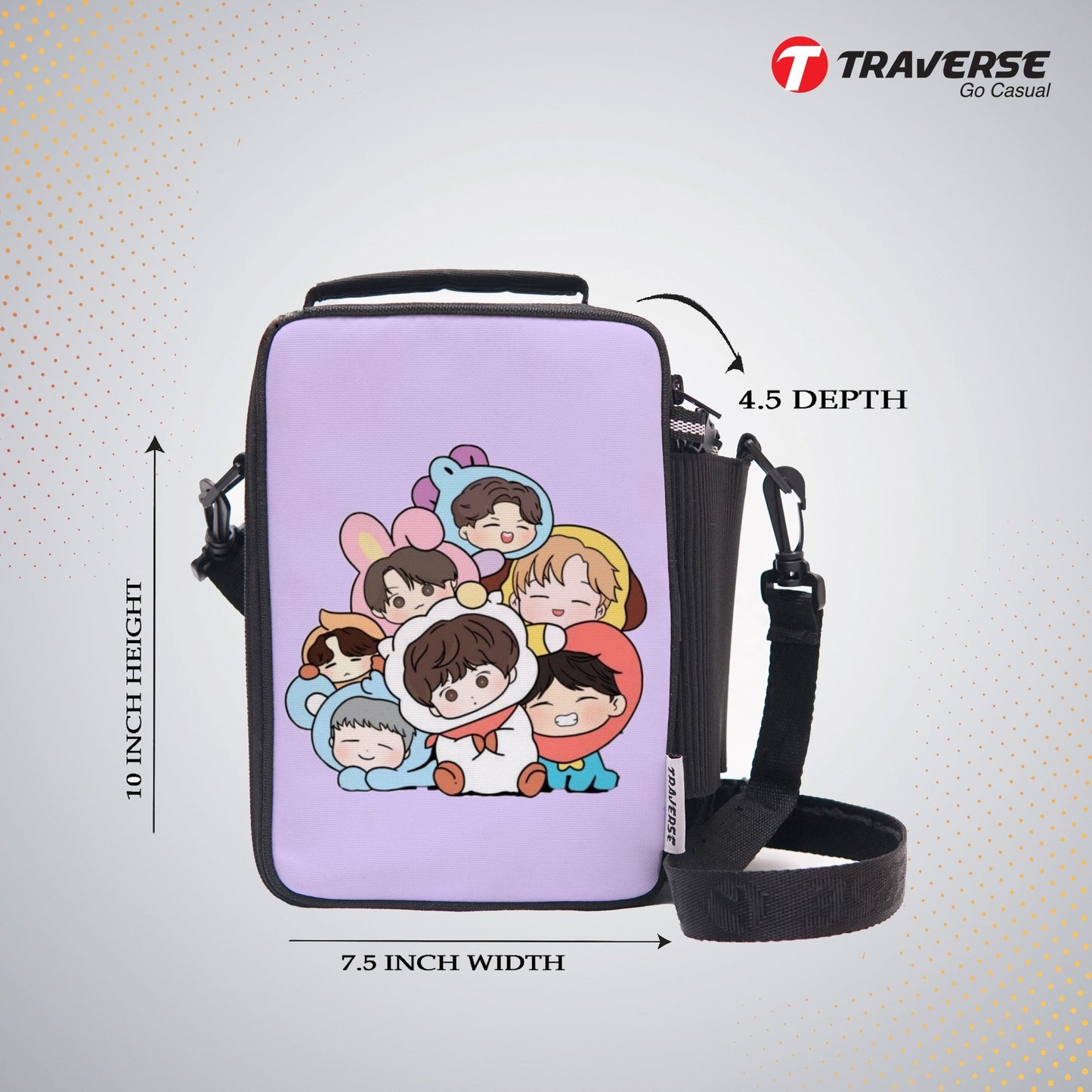 Traverse BT21- Lunch Bag with option to carry water bottle- Digitally printed and manufactured by Traverse