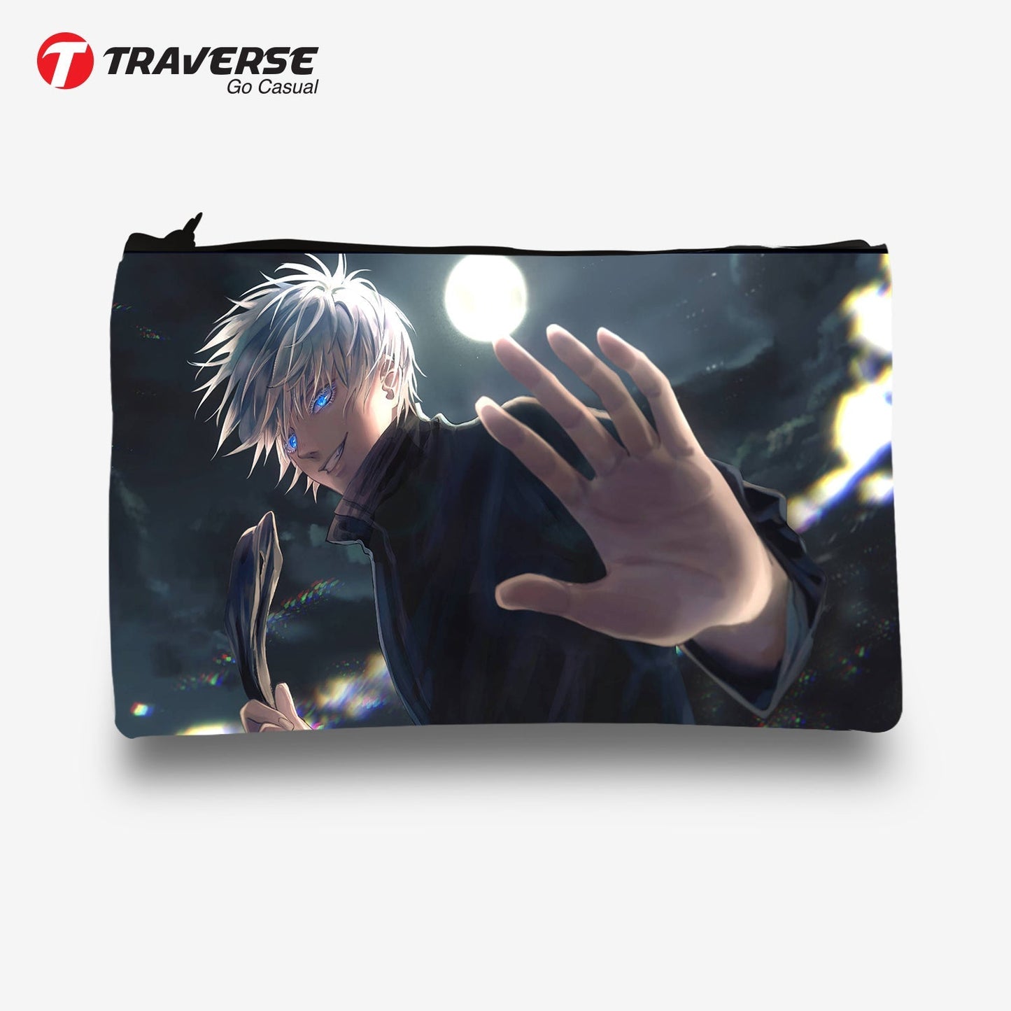 Traverse (Goju Satoru Anime, Jujutsu, Art) Pencil pouch for Boys & Girls. Printed on Fabric.