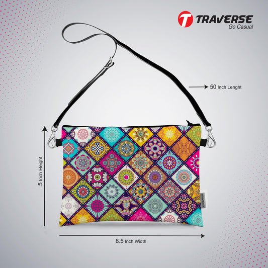 Girl Abstract design - Pouch (Digitally printed on Cloth) with shoulder strap