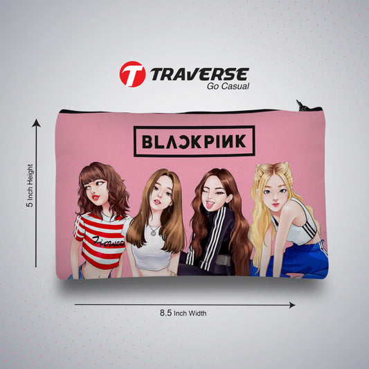 Black Pink Pencil Pouch (Digitally printed on Cloth)