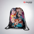 BTS Drawstring Bag with quality strings- Digitally printed by Traverse on strong polyester fabric