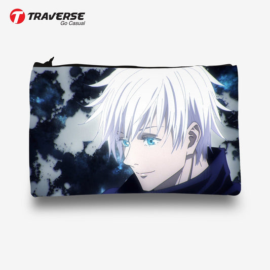 Traverse (Goju Satoru Anime, Jujutsu, Art) Pencil pouch for Boys & Girls. Printed on Fabric.