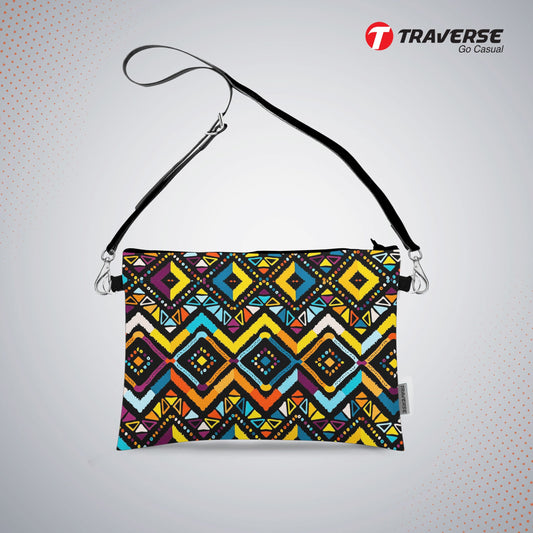 Girl Floral Pouch - (Digitally printed on Cloth) With Shoulder Strap.