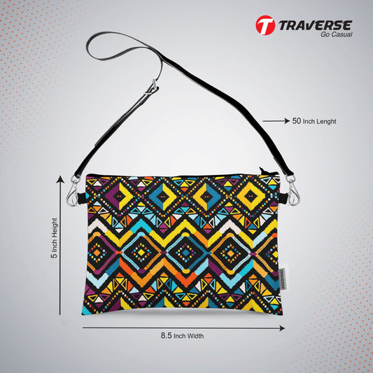 Girl Floral Pouch - (Digitally printed on Cloth) With Shoulder Strap.