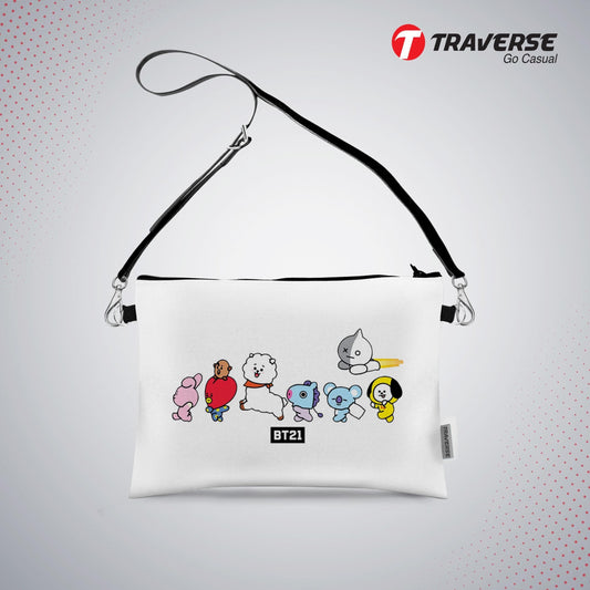 Girl BT21 design - Pouch (Digitally printed on Cloth) with shoulder strap