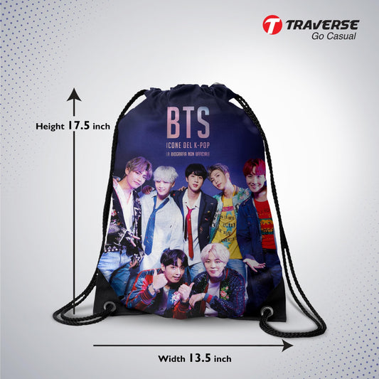 BTS Digitally Printed Drawstring Bag