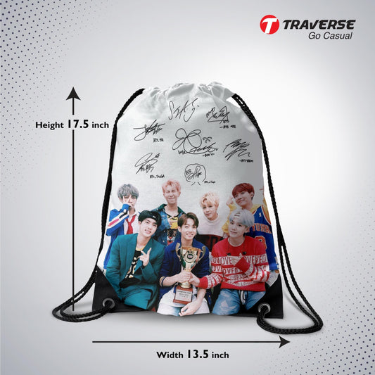 BTS Digitally Printed Drawstring Bag