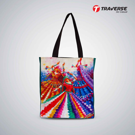 Traverse female dancing painting Canvas Printed Tote Bag for Women by - Market Bag, Cute Tote Bag Aesthetic Purse, Handbag