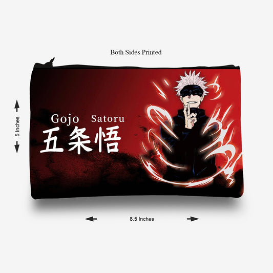 Traverse (Goju Satoru Anime, Jujutsu, Art) Pencil pouch for Boys & Girls. Printed on Fabric.