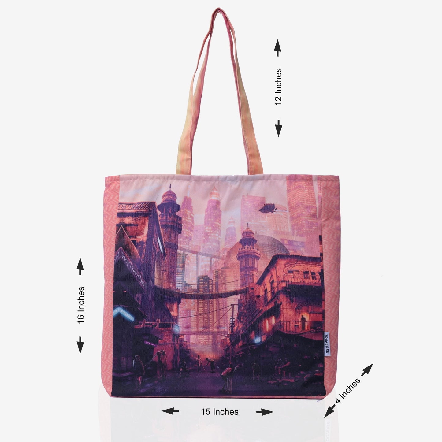 Traverse Canvas Printed Tote Bag for Women by TRAVERSE- Market Bag, Cute Tote Bag Aesthetic Purse, Handbag for Work, Book Bag, Accessories, Supplies, Office, School - 16x15 Inches