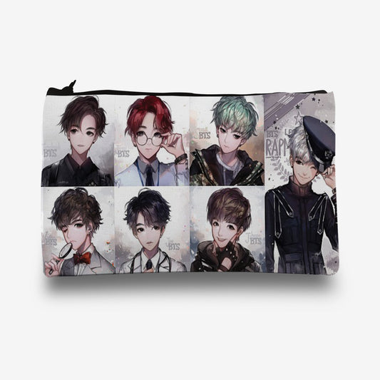Traverse BTS / BT21 pencil pouch for boys & girls. Digitally printed on Fabric with both sides printed