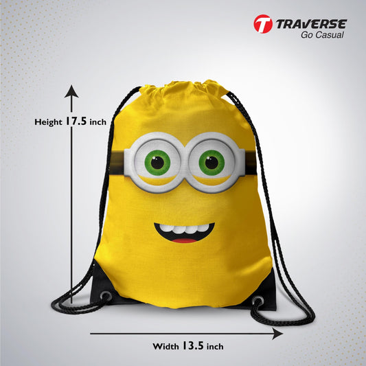 Minion Drawstring Bag with Quality strings- Digitally printed by Traverse