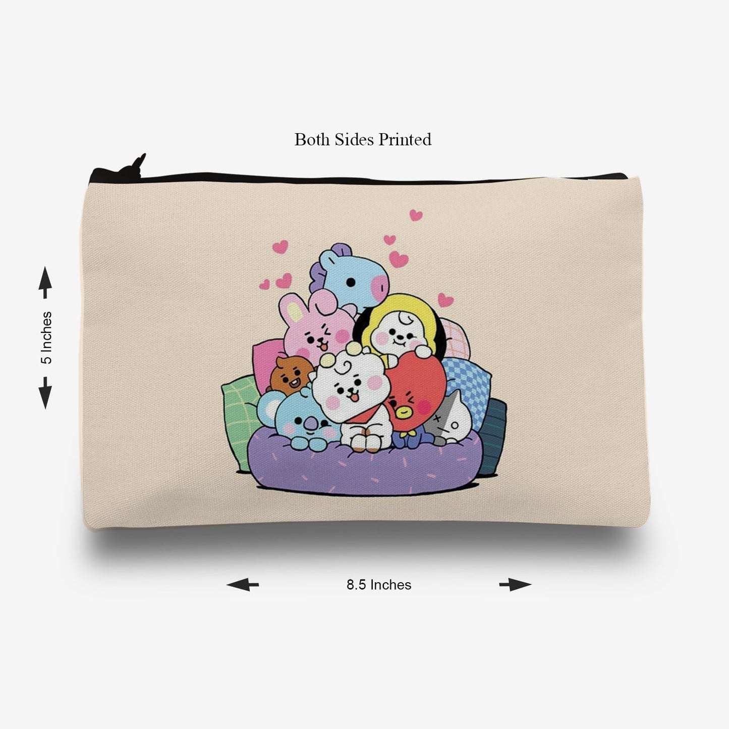 Traverse BT21 pencil pouch for boys & girls. Digitally printed on Fabric with both sides printed