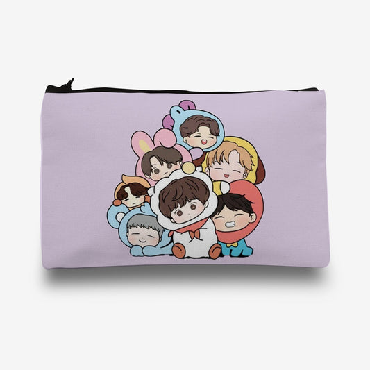 Traverse BTS / BT21 pencil pouch for boys & girls. Digitally printed on Fabric with both sides printed