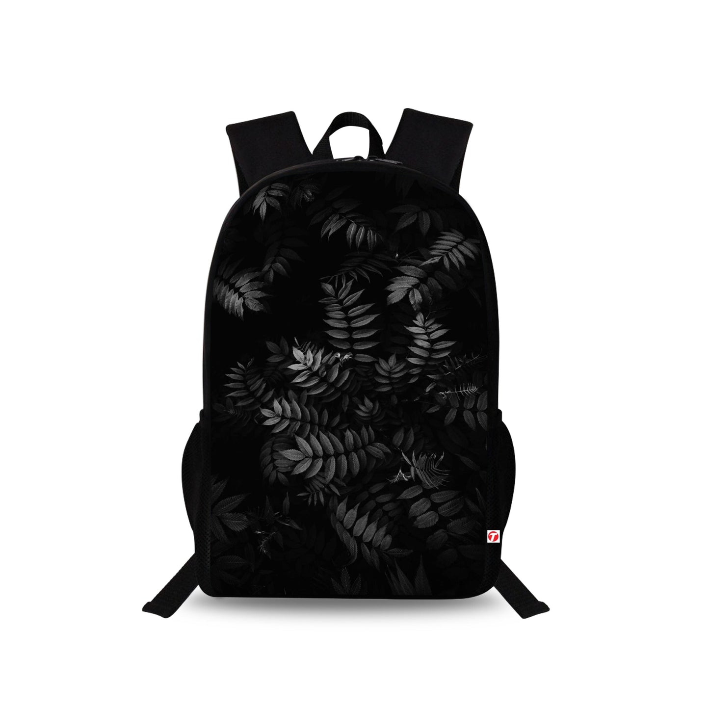 Traverse Black & White Leaves Bags For Boys & Girls. Digitally printed on Fabric with latest technology. Dual Compartment large backpack