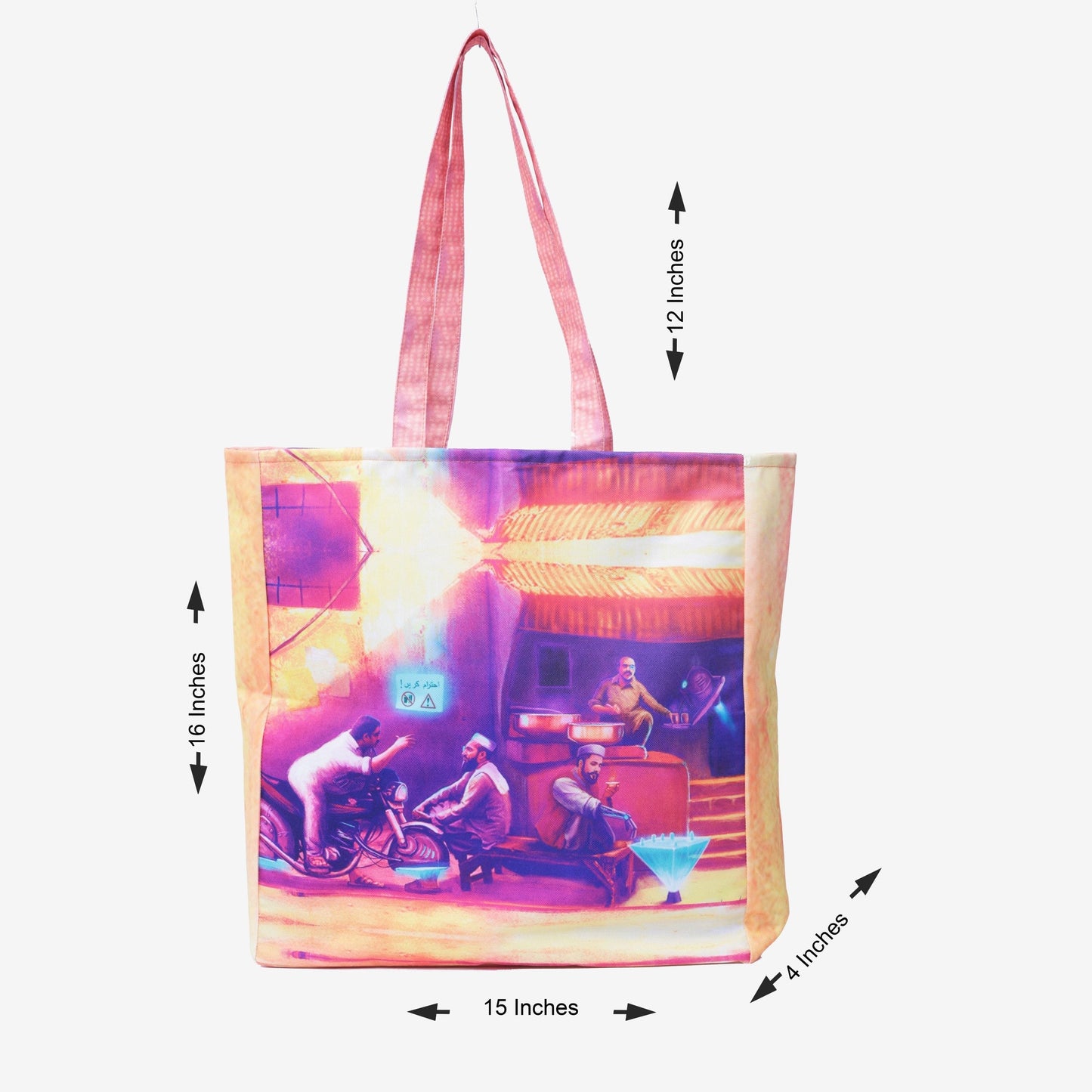 Traverse Canvas Printed Tote Bag for Women - Market Bag, Cute Tote Bag Aesthetic Purse, Handbag for Work, Book Bag, Accessories, Supplies, Office, School - 16x15 Inches