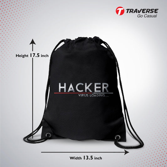 HACKER Digitally Printed Drawstring Bag
