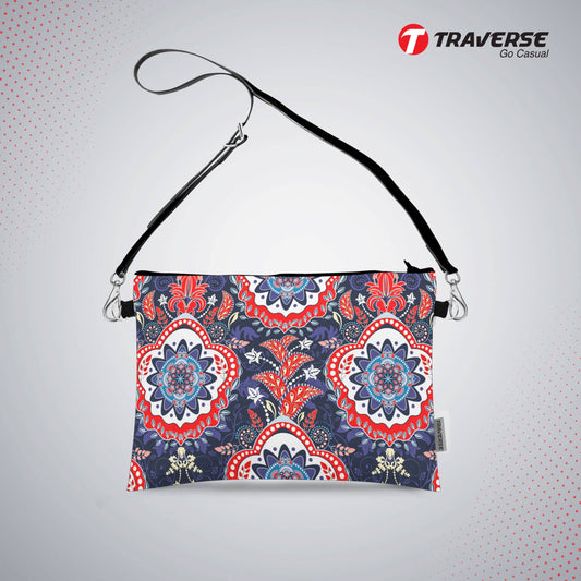 Floral Design - Girl Pouch (Digitally printed on Cloth) with shoulder strap