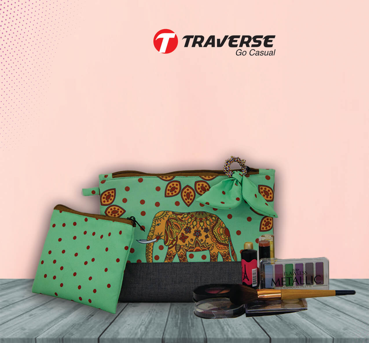 Makeup pouch for Girls- Digitally Printed on Canvas Fabric by Traverse