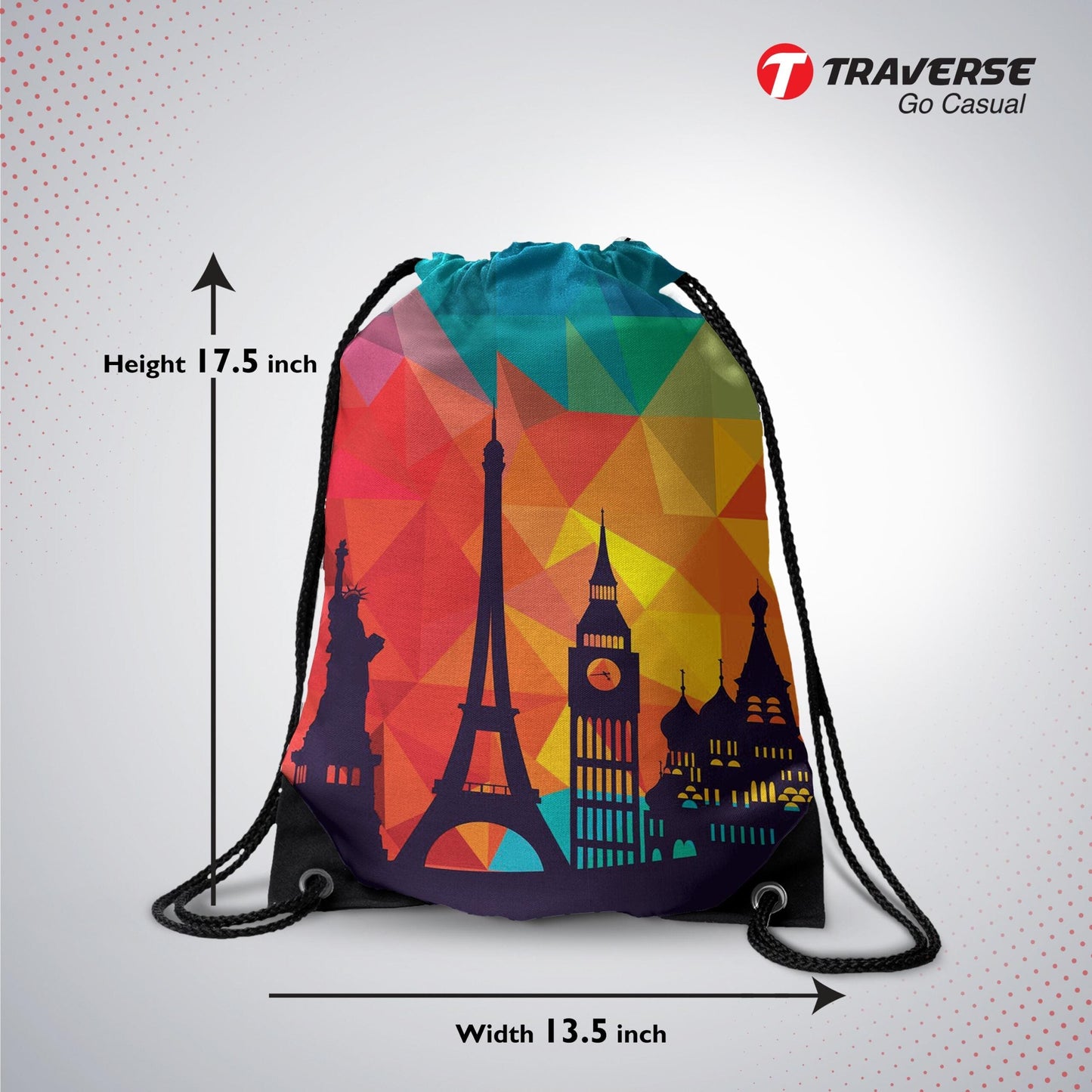 Black Drawstring Bag (Digitally printed on Cloth)