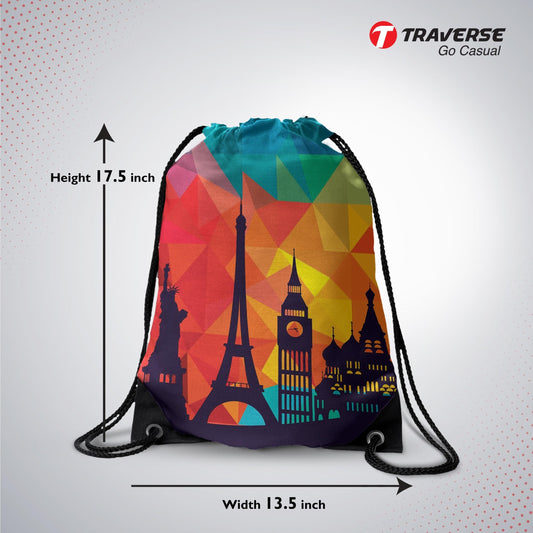 Black Drawstring Bag (Digitally printed on Cloth)