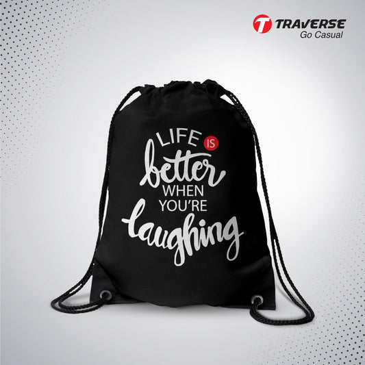 Laughing Digitally Printed Drawstring Bag