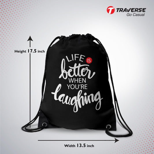 Laughing Digitally Printed Drawstring Bag