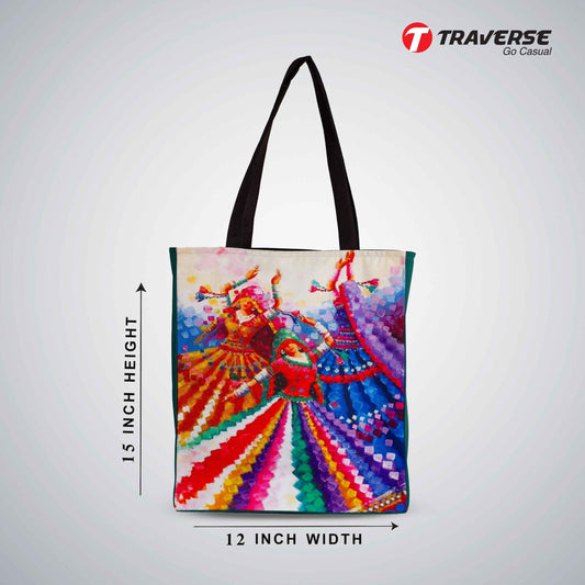 Traverse female dancing painting Canvas Printed Tote Bag for Women by - Market Bag, Cute Tote Bag Aesthetic Purse, Handbag