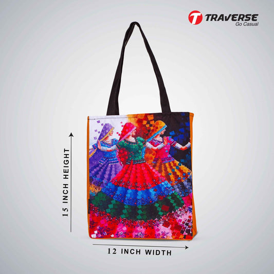 Traverse female dancing painting Canvas Printed Tote Bag for Women by - Market Bag, Cute Tote Bag Aesthetic Purse, Handbag