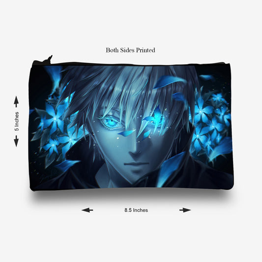 Traverse (Goju Satoru Anime, Jujutsu, Art) Pencil pouch for Boys & Girls. Printed on Fabric.