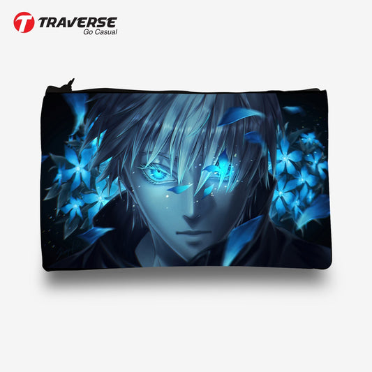 Traverse (Goju Satoru Anime, Jujutsu, Art) Pencil pouch for Boys & Girls. Printed on Fabric.