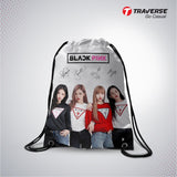 Black Pink Digitally Printed Drawstring Bag