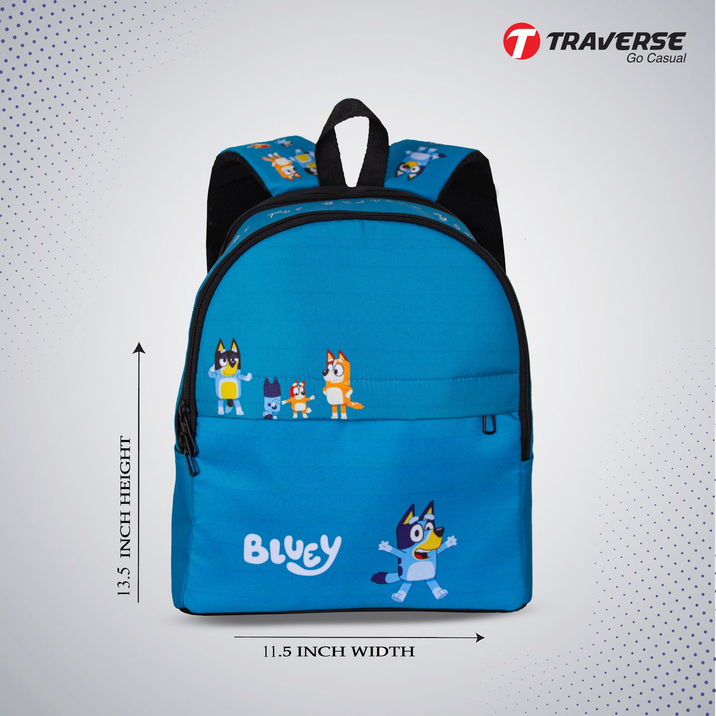 Traverse Bluey Backpack for boys & girls. Dual compartment large bag suitable for Grade 1 students & grownup preschoolers Bags hand bag for girls bags for girls